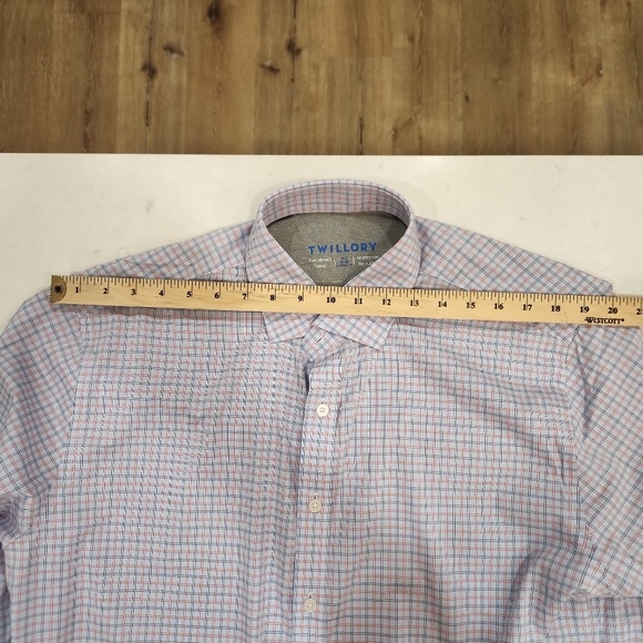 Twillory Performance Mens Shirt Sz 17.5 34-35 Tailored Fit Blue Gingham NWOT - Picture 8 of 15